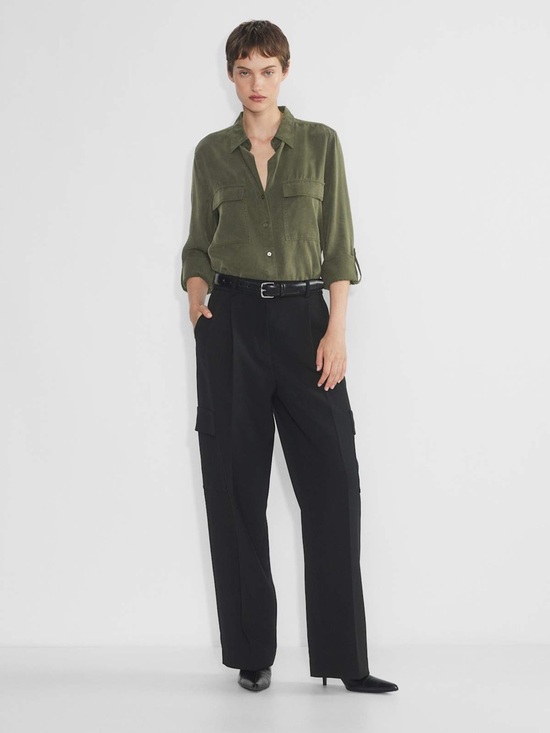 Babaton Tops - Babaton Utility Shirt- Medium Army Green colour